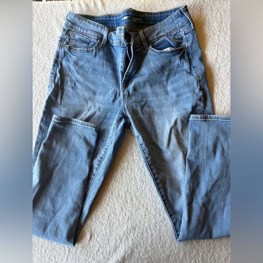 Old Navy Sz 10 Women's Blue Distressed Rockstar jeans